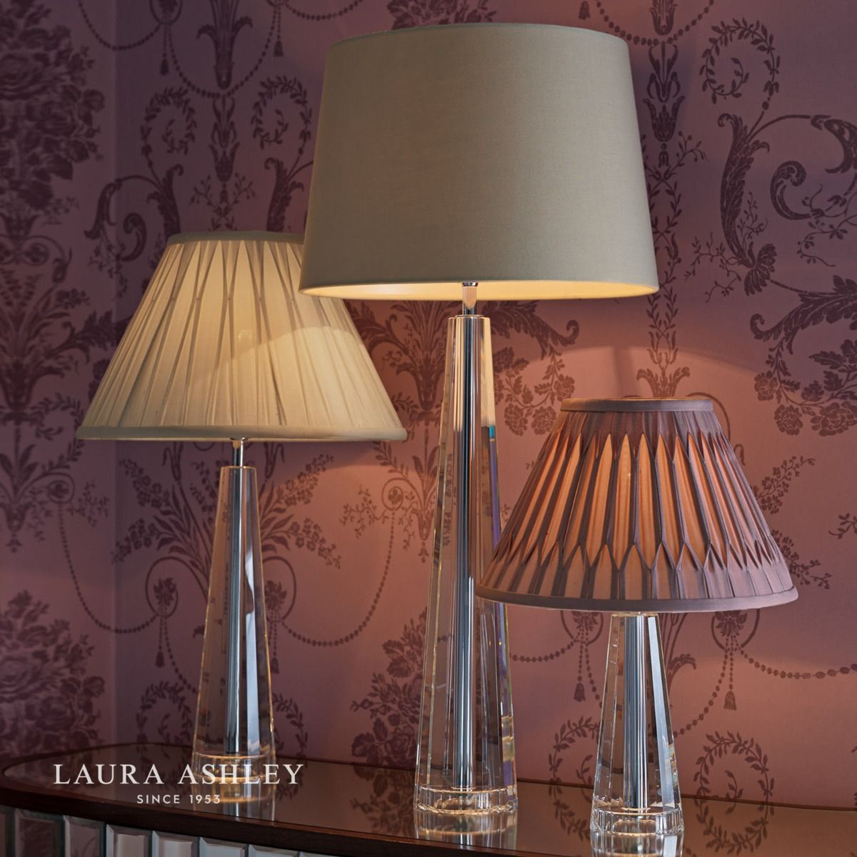 Laura Ashley Blake Cut Glass Crystal, Extra Large Glass Base Table Lamps
