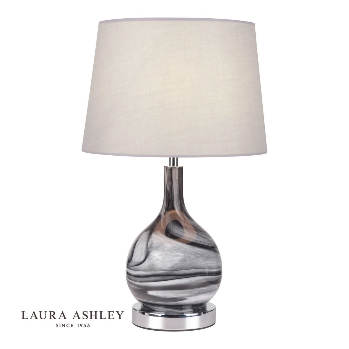 Swirl Table Lamp Grey Glass With Shade, Table Lamp With Glass Shade Uk