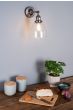 Arvin Industrial Wall Light Antique Chrome with Clear Glass Shade