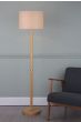 Avenue Floor Lamp Light Wood and Polished Chrome With Shade