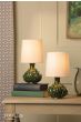 Joules Chatsworth Twin Pack Table Lamp Green Ceramic and Matt Antique Brass With Shade
