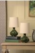 Joules Chatsworth Twin Pack Table Lamp Green Ceramic and Matt Antique Brass With Shade
