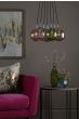 Elpis 7 Light Cluster Pendant Polished Chrome Mixed Coloured Glass 