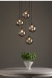 Federico 5 Light Cluster Pendant Matt Black With Smoked Dimpled Glass