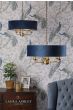 Laura Ashley Sorrento 3 Light Pendant Matt Antique Brass & Blue Shade