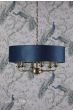 Laura Ashley Sorrento 6 Light Pendant Matt Antique Brass & Blue Shade