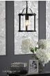 Laura Ashley Harrington Pendant Matt Black and Glass