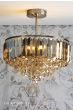 Laura Ashley Vienna 3 Light Semi-Flush Champagne Crystal and Antique Brass