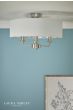Laura Ashley Sorrento 3 Light Semi-Flush Satin Nickel and Natural With Shade