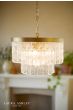 Laura Ashley Durnsford 4 Light Pendant Matt Antique Brass and Textured Glass