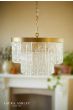 Laura Ashley Durnsford 4 Light Pendant Matt Antique Brass and Textured Glass