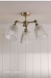 Laura Ashley Callaghan 3 Light Semi-Flush Matt Antique Brass and Ribbed Glass