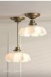 Laura Ashley Banham Pendant Matt Antique Brass and White Glass