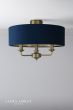 Laura Ashley Sorrento 3 Light Semi-Flush Matt Antique Brass With Blue Shade