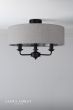 Laura Ashley Sorrento 3 Light Semi-Flush Matt Black With Natural Shade