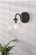 Laura Ashley Charissa Bathroom Wall Light Matt Black and Ribbed Glass IP44