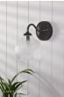 Laura Ashley Charissa Bathroom Wall Light Matt Black and Ribbed Glass IP44