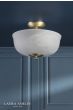 Laura Ashley Cossington 2 Light Semi-Flush Matt Antique Brass and White Marble Effect Glass