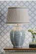 Laura Ashley Stannard Table Lamp Blue Ceramic and Polished Chrome With Shade