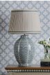 Laura Ashley Stannard Table Lamp Blue Ceramic and Polished Chrome With Shade