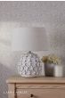 Laura Ashley Ingham Table Lamp White Ceramic and Brushed Silver With Shade