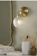 Laura Ashley Langdon Bathroom Wall Light Matt Antique Brass and Textured Glass IP44
