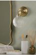 Laura Ashley Langdon Bathroom Wall Light Matt Antique Brass and Textured Glass IP44