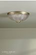 Laura Ashley Langdon 2 Light Bathroom Ceiling Light Matt Antique Brass and Textured Glass IP44
