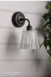 Laura Ashley Callaghan Outdoor Wall Light Matt Black and Ribbed Glass IP44