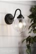 Laura Ashley Whitham Outdoor Wall Light Matt Black and Ribbed Glass IP44