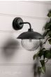 Laura Ashley Hatton Outdoor Wall Light Matt Black and Ribbed Glass IP44