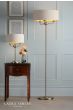 Laura Ashley Sorrento 3 Light Floor Lamp Matt Antique Brass With Natural Shade