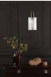 Nikolas Pendant Natural Solid Brass Ribbed Cylinder Glass 