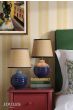 Joules Montacute Twin Pack Table Lamp Blue Ceramic and Matt Antique Brass With Shade