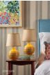 Joules Montacute Twin Pack Table Lamp Yellow Ceramic and Matt Antique Brass With Shade