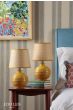 Joules Montacute Twin Pack Table Lamp Yellow Ceramic and Matt Antique Brass With Shade