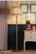 Joules Hardwick Floor Lamp Wood and Matt Antique Brass With Shade