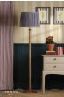 Joules Hardwick Floor Lamp Wood and Matt Antique Brass With Shade