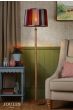 Joules Hardwick Floor Lamp Wood and Matt Antique Brass With Shade