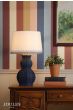 Joules Whitby Table Lamp Matt Blue and Antique Brass With Shade