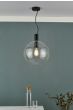 Zula 1 Light Single Pendant Black Clear Glass