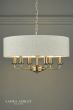 Laura Ashley Sorrento 6 Light Pendant Satin Nickel With Natural Shade