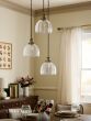 Laura Ashley Vintage 3 Light Cluster Pendant Textured Glass and Matt Antique Brass