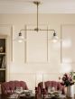 Laura Ashley Beca 2 Light Bar Pendant White Ceramic and Antique Brass