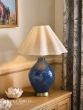 Laura Ashley Mr Jones Table Lamp Blue Ceramic and Matt Antique Brass With Shade