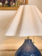 Laura Ashley Mr Jones Table Lamp Blue Ceramic and Matt Antique Brass With Shade