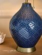 Laura Ashley Mr Jones Table Lamp Blue Ceramic and Matt Antique Brass With Shade
