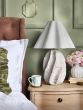 Laura Ashley Strata Table Lamp Matt White and Antique Brass With Shade