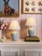 Laura Ashley Pussywillow Twin Pack Table Lamp Blue Ceramic and Polished Chrome With Shade