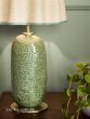 Laura Ashley Silchester Table Lamp Green Ceramic and Antique Brass With Shade